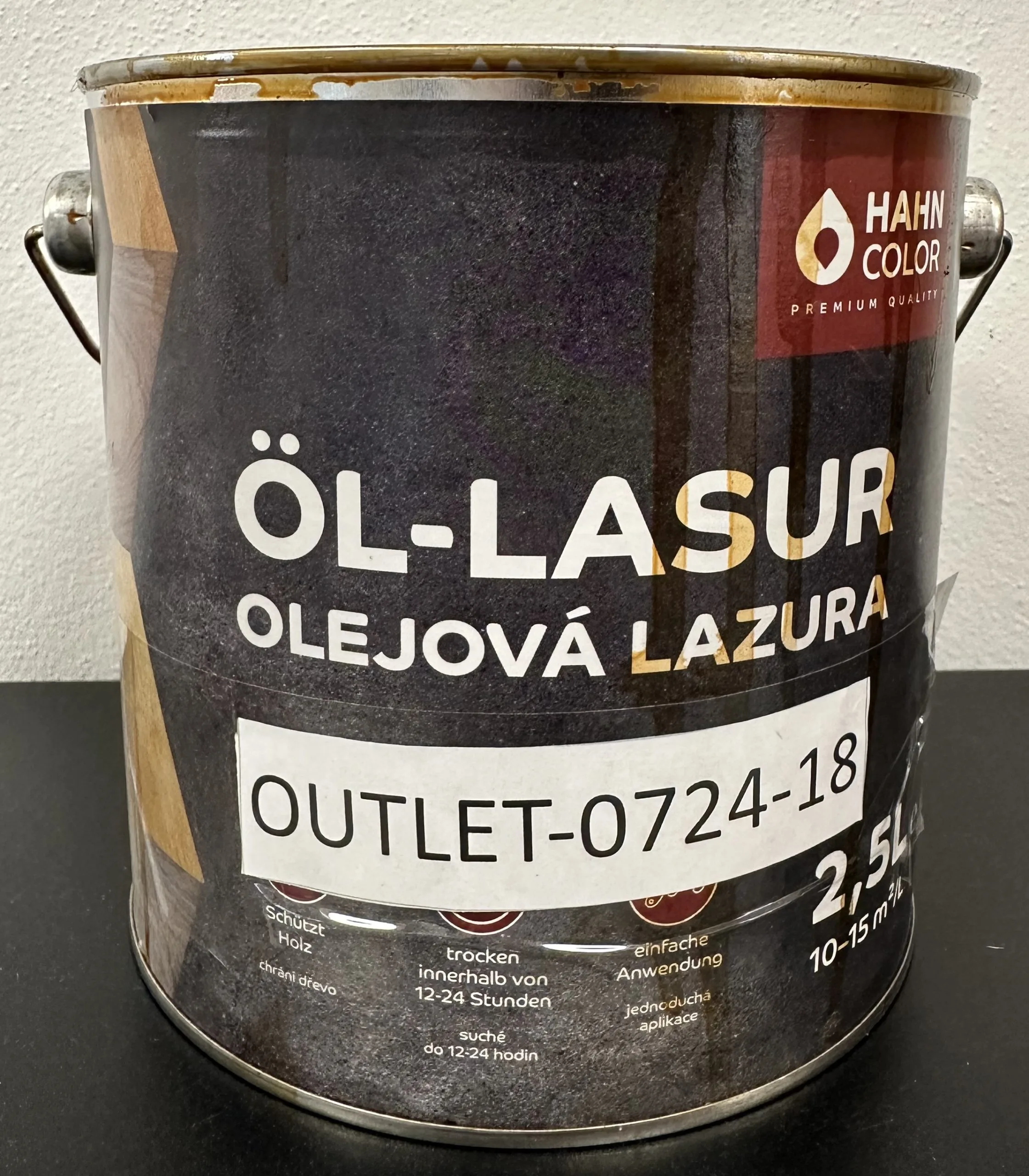 POUŽITÁ PLECHOVKA - Hahn Color OLEJOVÁ LAZURA 2,5L OL-05 Borovice - Kiefer - Obrázek 2