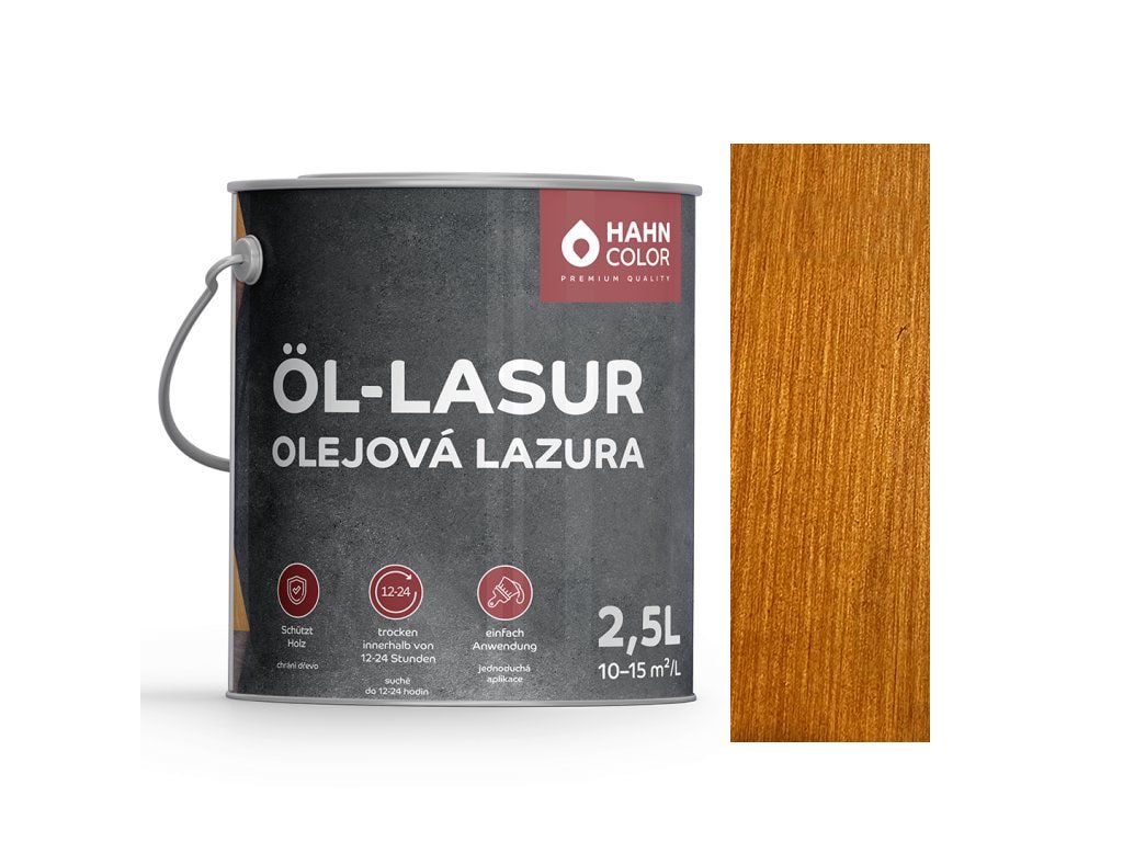 POUŽITÁ PLECHOVKA - Hahn Color OLEJOVÁ LAZURA 2,5L OL-05 Borovice - Kiefer